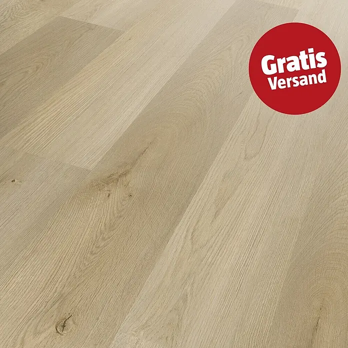 b!design Vinylboden SPC - Eiche Rothorn, Landhausdiele, 1.220 x 182 x 4,3 mm - Heller, beigefarbener Boden in Holzoptik mit natürlicher Maserung.