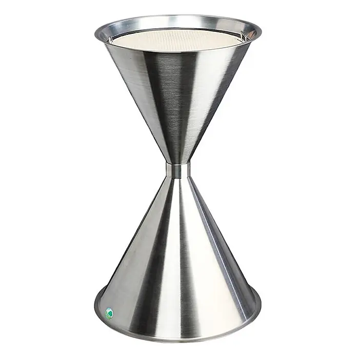 Proregal Asche-Mülleimer klassisch für den Innen- & Außenbereich - Edelstahl, Edelstahl - Kaffeefilterhalter aus gebürstetem Edelstahl im Stundenglas-Design mit Papierfilter.