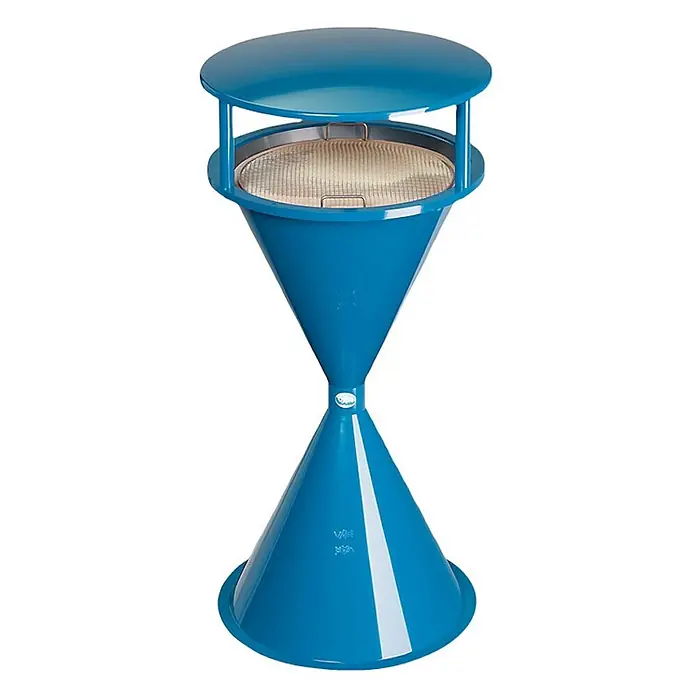 Proregal Asche-Mülleimer klassisch mit Dach für den Innen- & Außenbereich - Blau - Blauer, sanduhrförmiger Regenmesser mit Deckel und Siebfilter.