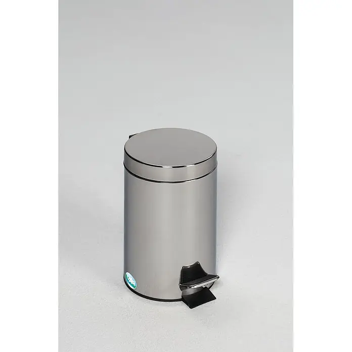 Proregal Treteimer robust mit Fußpedal & Inneneimer mit Griff - 3 l, Edelstahl, Silber - Treteimer aus Edelstahl mit schwarzem Fußpedal.