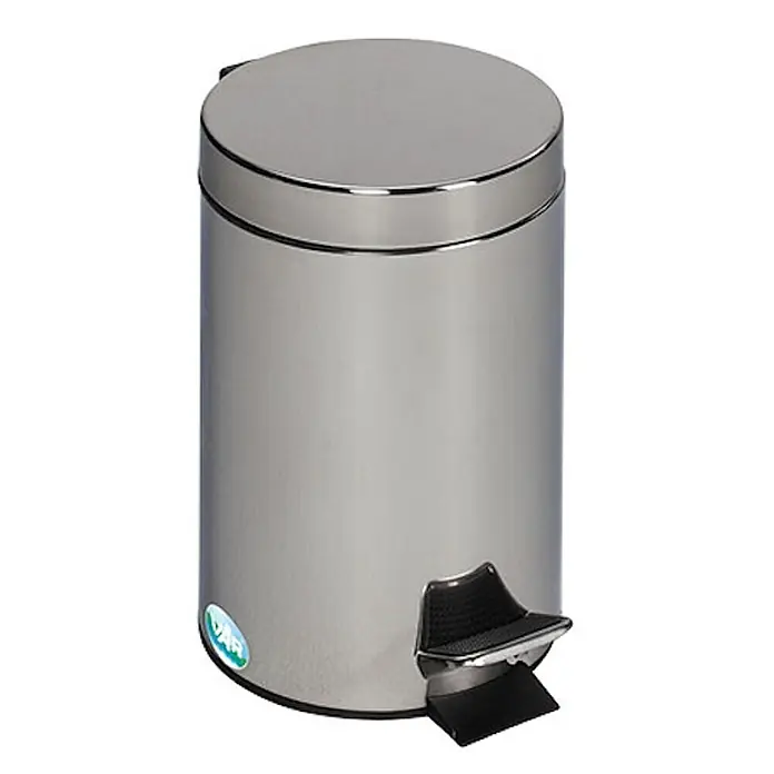 Proregal Treteimer robust mit Fußpedal & Inneneimer mit Griff - 3 l, Edelstahl, Silber - Treteimer aus gebürstetem Edelstahl mit schwarzem Fußpedal.