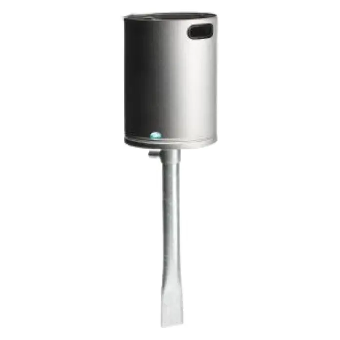 Proregal Standard-Mülleimer klassisch und gelocht für den Außenbereich - Edelstahl, Edelstahl - Silberner Stabmixeraufsatz aus Metall mit zylindrischem Oberteil, integriertem Griff und geripptem Mixstab.