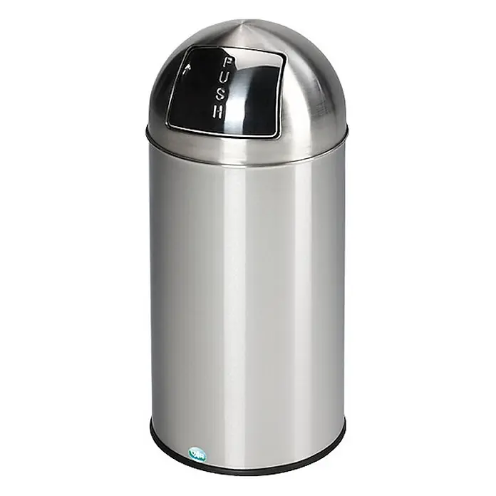 Proregal Standard Mülleimer klassisch mit Einwurfklappe & Inneneinsatz - 35 l, Edelstahl, Matt - Edelstahl-Mülleimer mit Push-Deckel.