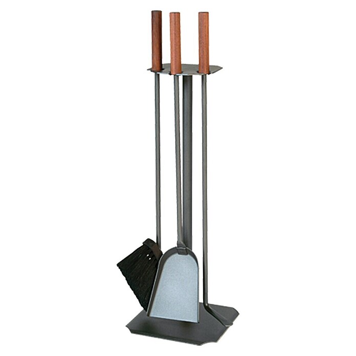 Lienbacher Kamingarnitur (3-tlg., Anthrazit, Höhe: 62 cm, Mit Holzgriffen)