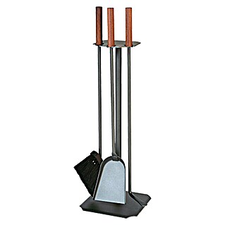 Lienbacher Kamingarnitur (3 -tlg., Anthrazit, Höhe: 62 cm, Mit Holzgriffen)