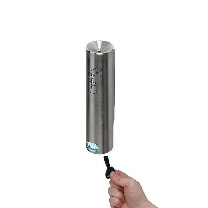 Proregal Asche-Mülleimer robust und verschließbar - Edelstahl, Edelstahl - Zylindrischer Wandascher aus gebürstetem Edelstahl mit oberer Öffnung und Schlüssel zum Entriegeln des Bodens.