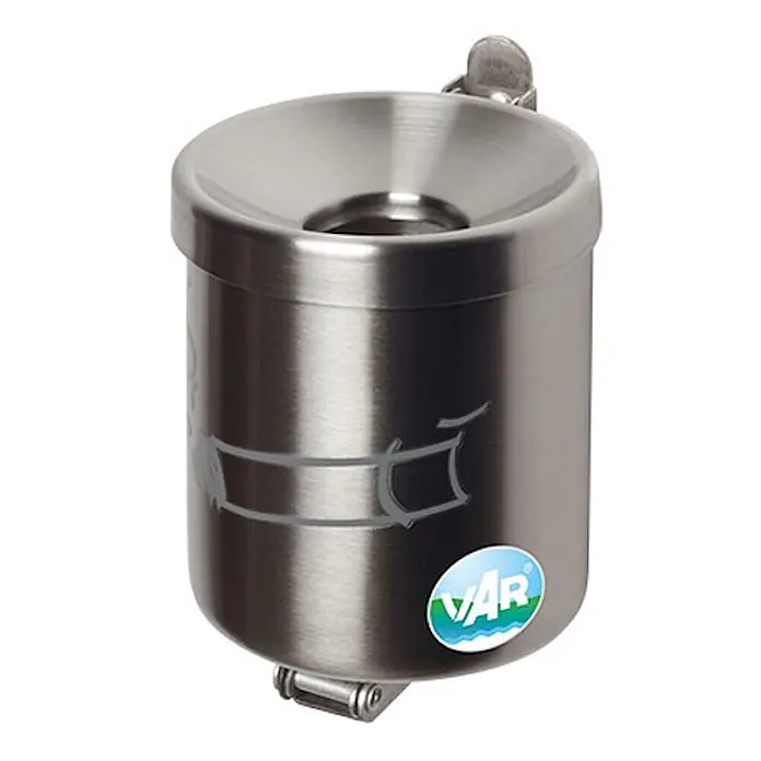Proregal Asche-Mülleimer robust zur Wandmontage - 0,6 l, Edelstahl, Edelstahl - Wandmontierter Aschenbecher aus gebürstetem Edelstahl mit trichterförmiger Öffnung zur Zigarettenentsorgung.