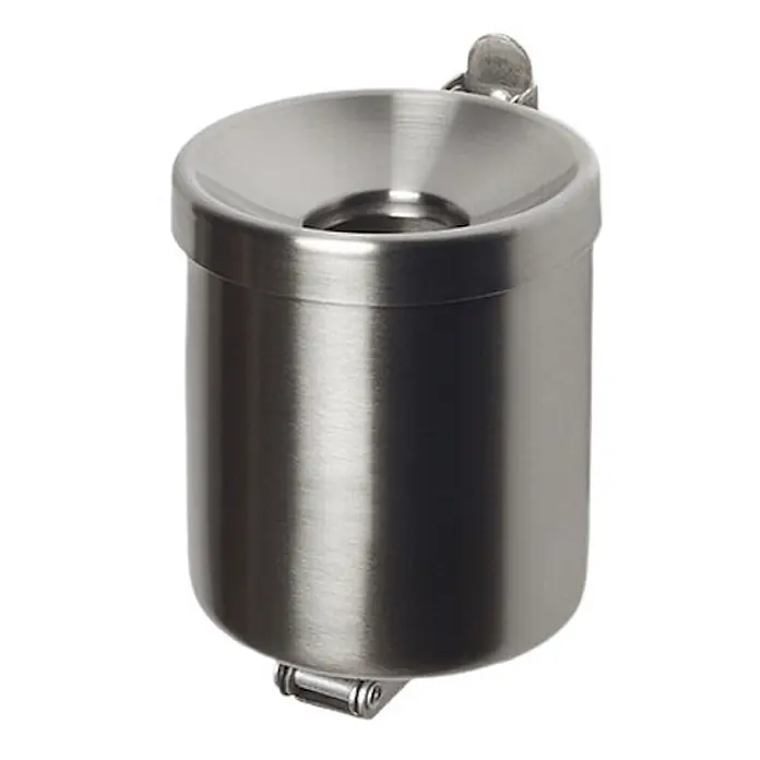 Proregal Asche-Mülleimer robust zur Wandmontage - 0,6 l, Edelstahl, Edelstahl - Gebürsteter Edelstahl Wandascher mit Trichtereinsatz.