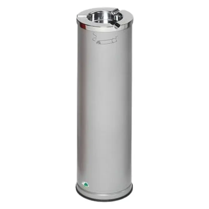 Proregal Asche-Mülleimer robust mit poliertem Aschereinsatz - 0,2 l, Stahl, Silber - Zylindrischer Aschenbecher aus silbernem Edelstahl mit abnehmbarem Oberteil.
