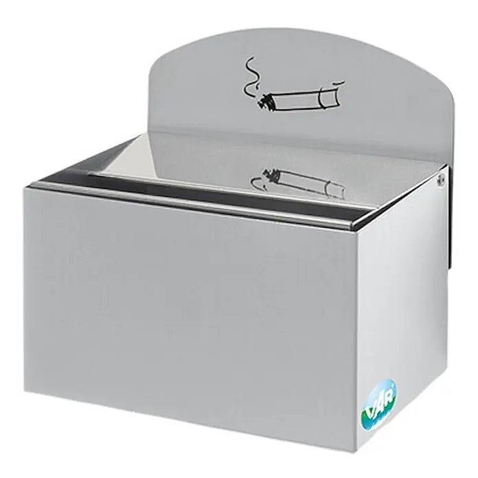 Proregal Aschenbecher - Robuster Wandascher mit Schild - Stahl, Silber - Eleganter silberner Wandaschenbecher aus Edelstahl mit Zigarettensymbol.