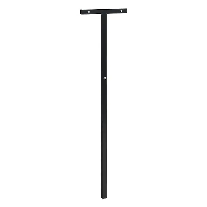 Proregal Aschenbecher - Standrohr für eckiger Wandascher mit Einwurfblende - Stahl, VerzinkterStahl - Schwarze T-förmige Metallhalterung mit sichtbaren Schrauben zur Befestigung.