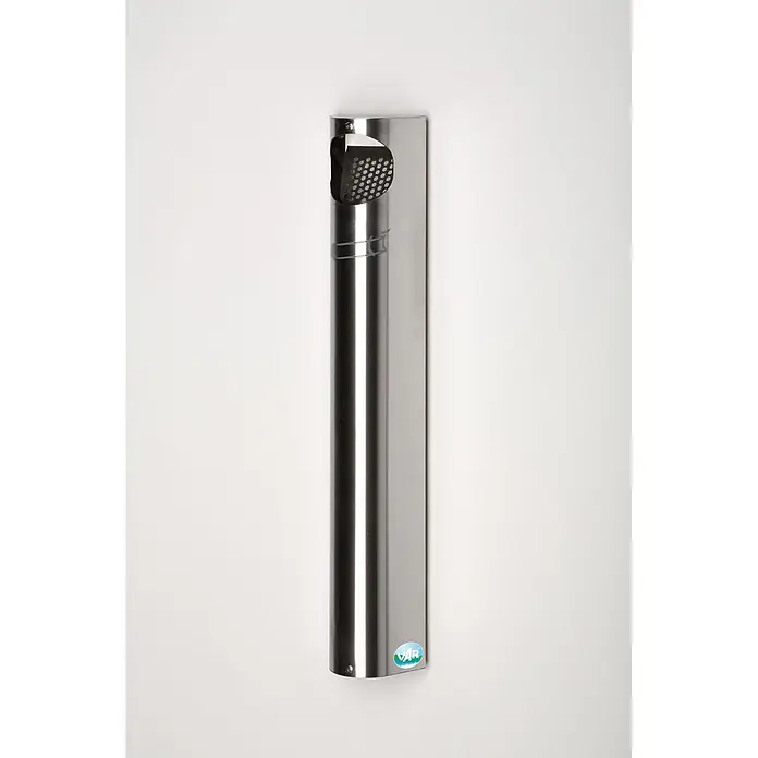 Proregal Aschenbecher - Praktischer Wandascher mit Abstreifblech - Edelstahl, Edelstahl - Silberner Wandascher aus Edelstahl mit perforierter Löschplatte.