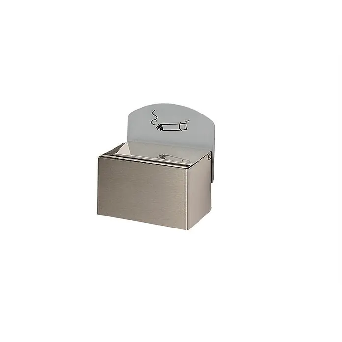 Proregal Aschenbecher - Robuster Wandascher mit Hinweisschild - Edelstahl, Edelstahl - Wandaschenbecher aus gebürstetem Metall mit Milchglas-Rückplatte und Zigarettensymbol.