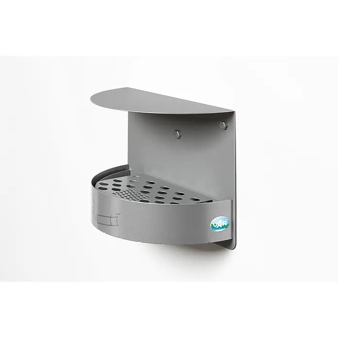 Proregal Aschenbecher - Wandascher mit Schutzdach verschließbar - Stahl, Silber - Wandmontierter Aschenbecher aus grauem Metall mit perforiertem Boden.