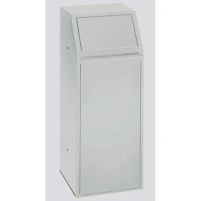 Proregal Wertstoffsammler robust mit Einwurfklappe selbstschließend - 40 x 40 x 100 cm, 68 l - Hellgrauer Abfallsammler aus Metall mit schräger Öffnung oben.