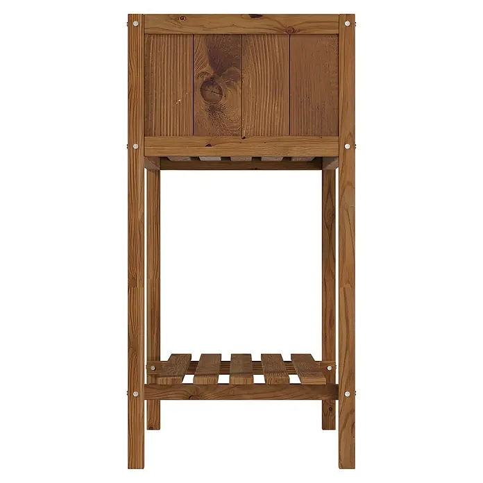 Dobar Hochbeet - 76 x 40 x 80 cm, Holz, Braun - Braunes, zweistufiges Holzregal mit Lattenboden.