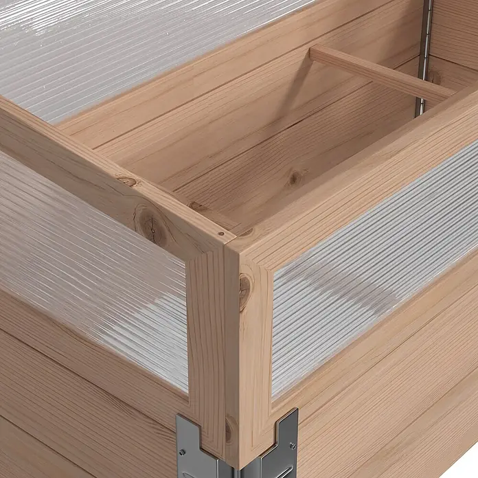 Dobar Hochbeet - 100 x 50 x 50 cm, Holz, Natur - Leichter Holzrahmen eines Hochbeets mit transparenten Wellplatten und Metalleckverbindern.
