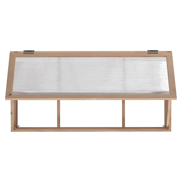Dobar Hochbeet - 100 x 50 x 50 cm, Holz, Natur - Holz-Frühbeet mit transparentem, geripptem Deckel und Metallscharnieren, ideal zum Schutz von Pflanzen.
