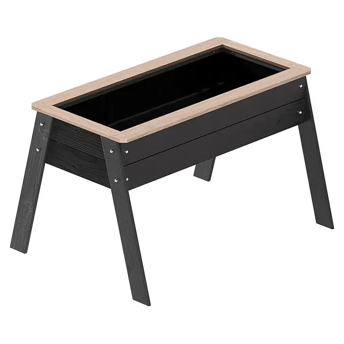 Dobar Hochbeet für Kinder - 78 x 60 x 50 cm, Holz, Grau - Erhöhtes Pflanzgefäß mit dunkelgrauem Holzkorpus und hellem Holzrahmen.