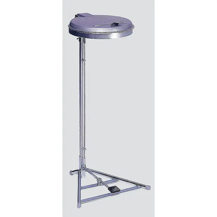 Proregal Treteimer - Robuster Müllsackständer mit Fußpedal - 120 l, Stahl, Verzinkt-Silber - Metallständer mit Pedal und grauem Deckel zur Abfall- oder Wäschesammlung.