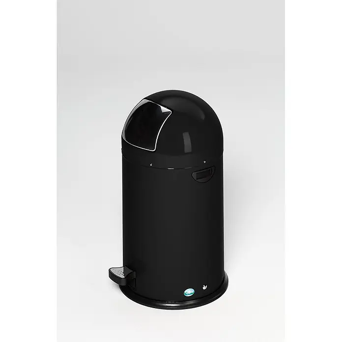 Proregal Treteimer klassisch mit Einwurfklappe & Inneneinsatz + Fußpedal - 22 l, Stahl, Schwarz - Schwarzer Treteimer mit gewölbtem Deckel, silberfarbenem Einsatz und Fußpedal.