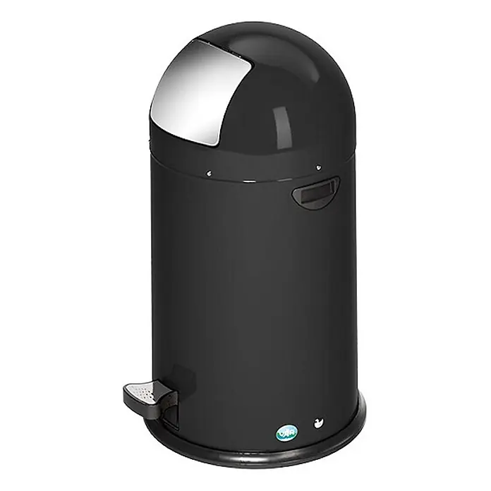 Proregal Treteimer klassisch mit Einwurfklappe & Inneneinsatz + Fußpedal - 22 l, Stahl, Schwarz - Schwarzer Tretmülleimer mit verchromtem Kuppeldeckel und Fußpedal.