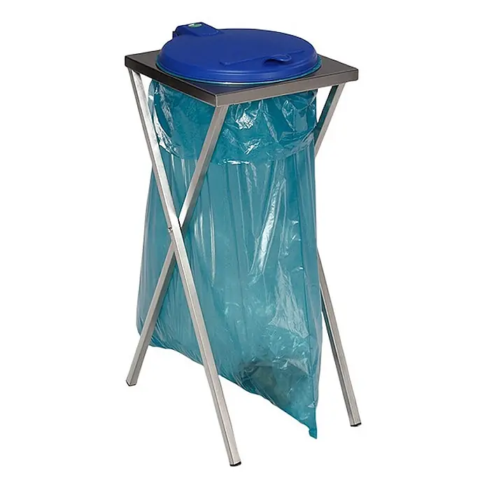 Proregal Müllsackständer - Robuster Scherenständer mit Klemmring -  - Metall-Müllsackständer mit blauem Deckel und blauem Müllsack. Robuste Halterung für Abfallsäcke.