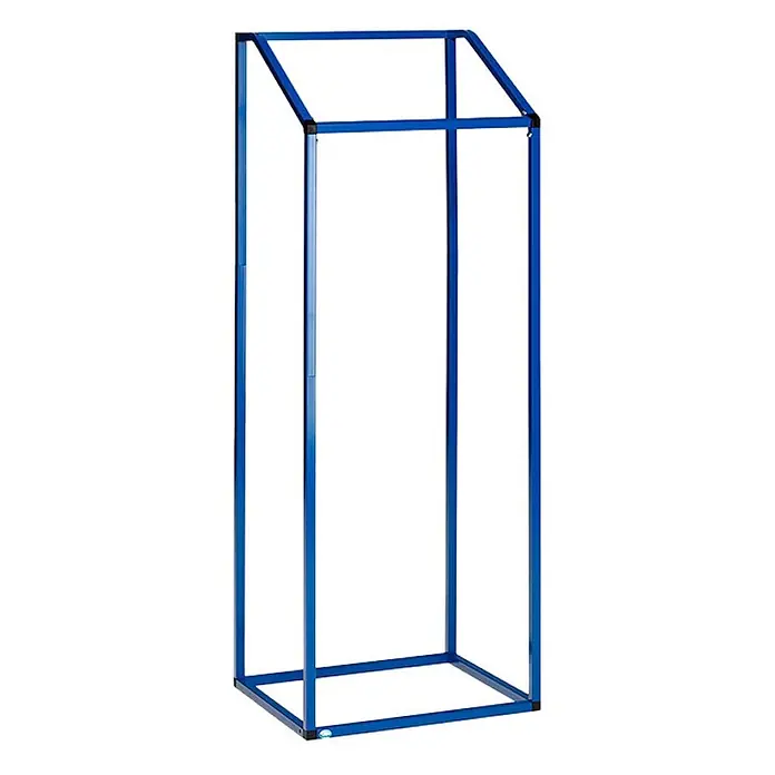 Proregal Müllsackständer - Robuster Müllsackhalter aus Vierkantrohren -  - Blauer Metallrahmen mit rechteckiger Basis und abgewinkelter Giebeloberseite.