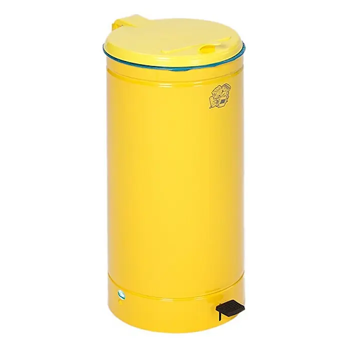 Proregal Treteimer großvolumiger mit Euro-Pedal - 70 l, Stahl, Gelb - Gelber Treteimer mit passendem Deckel und schwarzem Fußpedal.