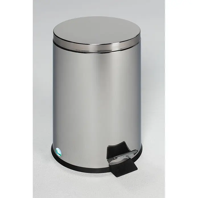Proregal Treteimer robust mit Fußpedal & Inneneimer mit Griff - 20 l, Edelstahl, Silber - Runder Treteimer aus Edelstahl mit glänzendem Deckel und schwarzem Fußpedal.