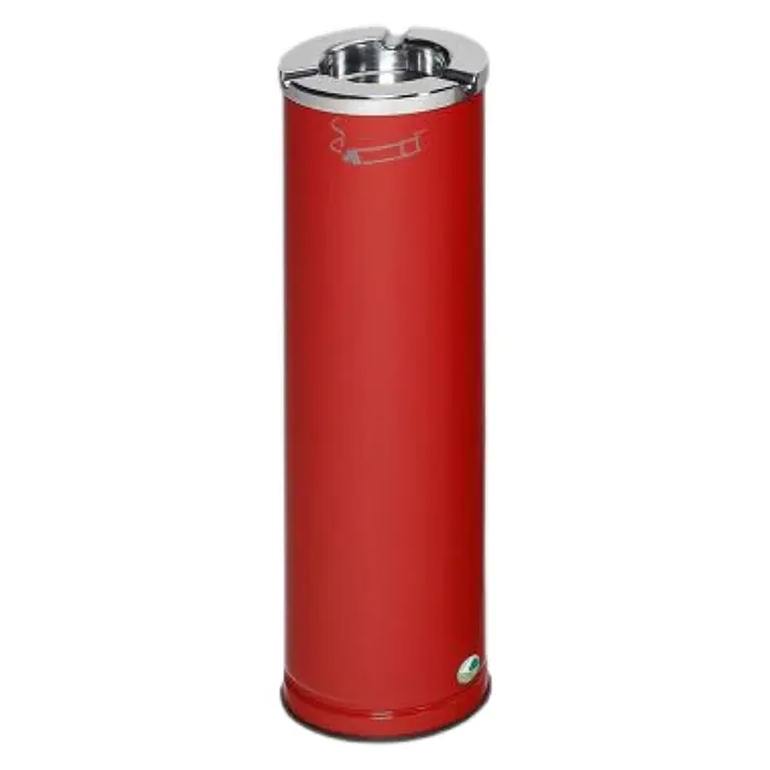 Proregal Asche-Mülleimer robust mit poliertem Aschereinsatz - 0,2 l, Stahl, Rot - Roter zylindrischer Aschenbecher mit Chromdeckel.