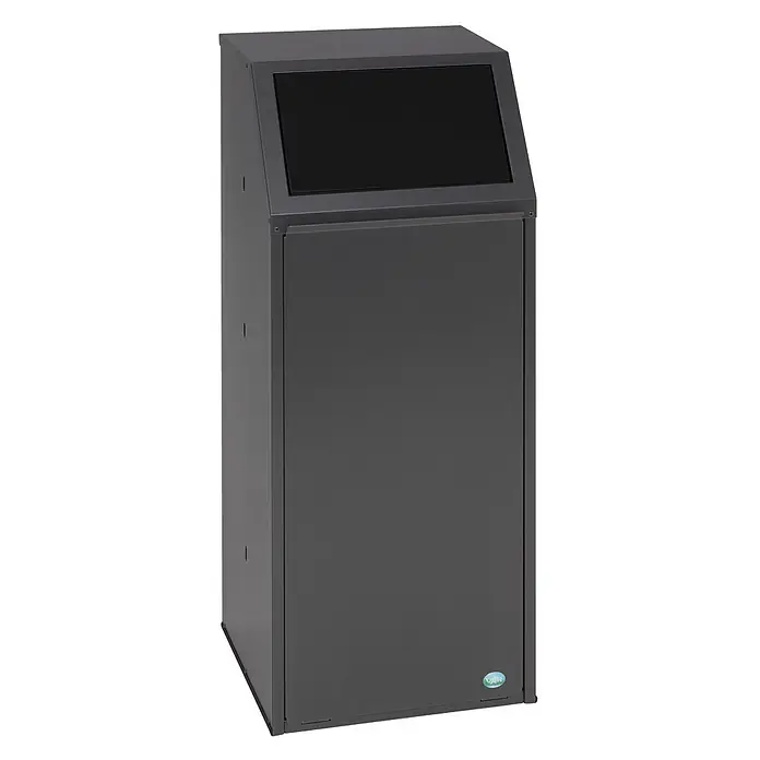 Proregal Wertstoffsammler robust mit Einwurfklappe - 40 x 40 x 100 cm, 69 l - Anthrazitfarbener Mülleimer aus Metall mit schräger Öffnung.