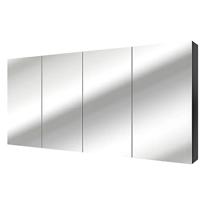 AcquaVapore Spiegelschrank Fertigdusche City-SPS-B160-F07-LED - B x H: 16 x 75 cm - Mehrteiliger Spiegelschrank mit dunklem Rahmen.