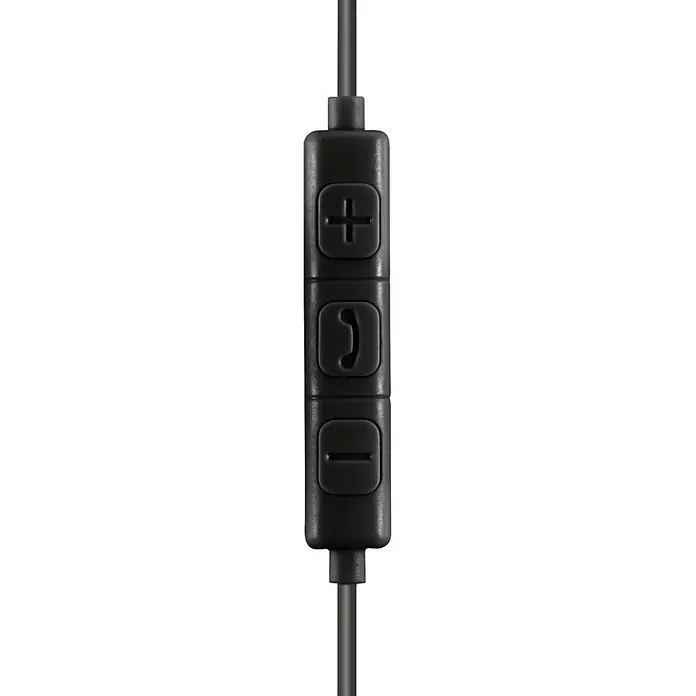 Hama Kopfhörer "Calm" In Ear - Schwarz - Schwarze In-Line-Fernbedienung für Kopfhörer mit Lautstärke-Plus, Anruf- und Lautstärke-Minus-Tasten.