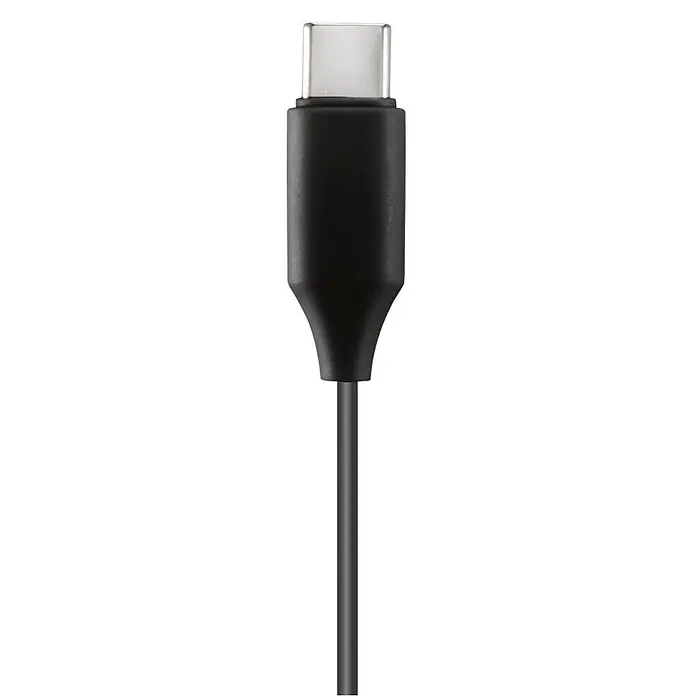 Hama Kopfhörer "Calm" In Ear - Schwarz - Schwarzes USB-C-Kabel mit silbernem Stecker zum Laden und zur Datenübertragung.