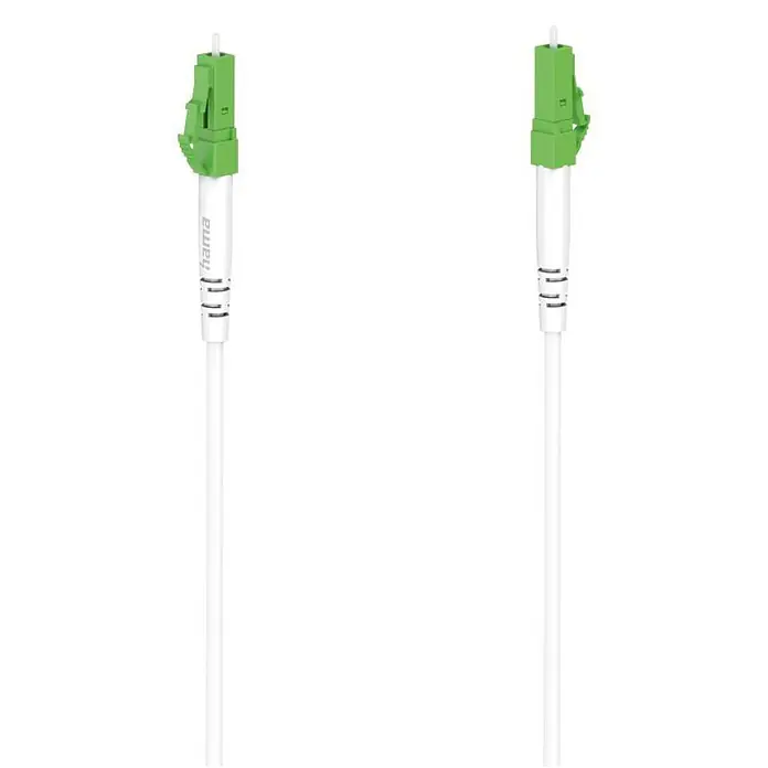 Hama Glasfaser-Netzwerkkabel 00200800 LC/APC-Stecker - LC/APC-Stecker 10 Gbit/s - 30 m, Weiß - Weißes Hama Glasfaserkabel mit grünen LC/APC-Steckern.