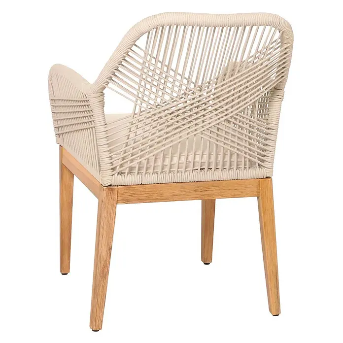 Proregal Gartensessel - 1 Stk., Beige - Hellbeiger Sessel aus geflochtenem Seil mit Beinen aus Naturholz.