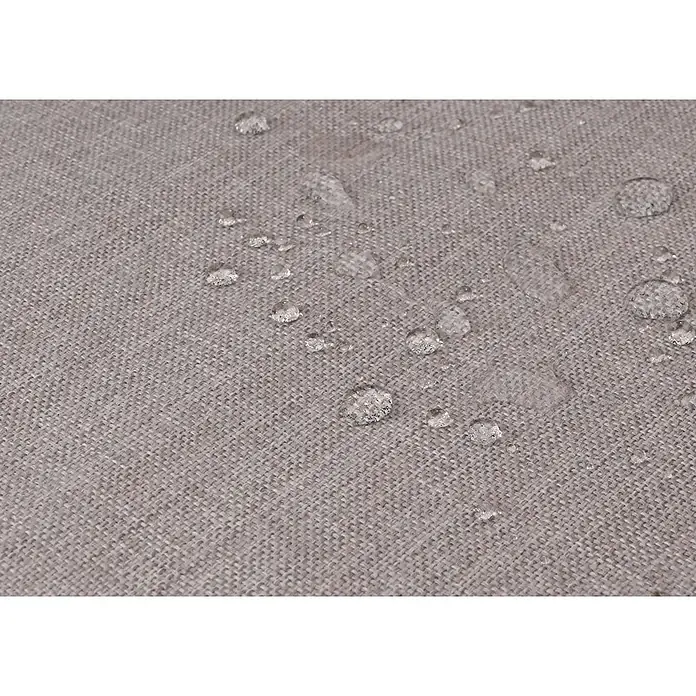 Proregal Gartenstuhl-Set 2er aus Aluminium - 2 Stk., Anthrazit - Wassertropfen perlen auf einer grauen, gewebten Stoffoberfläche und zeigen deren wasserabweisende Eigenschaft.