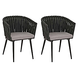 Proregal Gartenstuhl-Set 2er aus Aluminium (2 Stk., Anthrazit, B x T x H: 61 x 57 x 82 cm)
