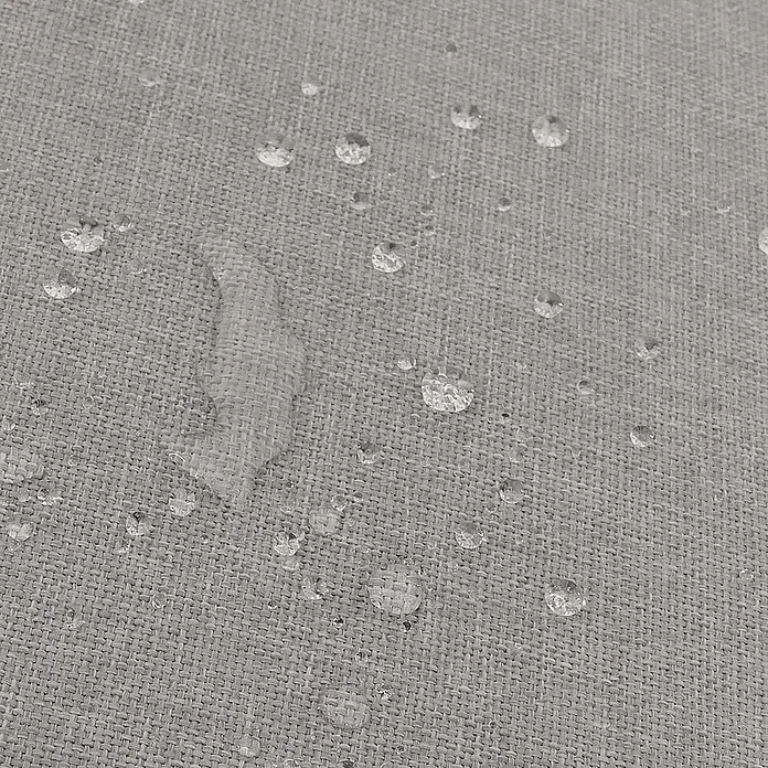 Proregal Gartenstuhl-Set 2er - 2 Stk., Hellgrau, B x T x H: 59 x 63 x 84 cm - Wassertropfen perlen auf grauem, gewebtem Stoff ab, was seine wasserabweisenden Eigenschaften zeigt.
