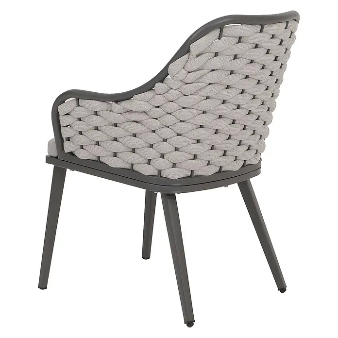 Proregal Gartenstuhl-Set 2er - 2 Stk., Hellgrau, B x T x H: 59 x 63 x 84 cm - Moderner hellgrauer geflochtener Outdoor-Stuhl mit dunkelgrauem Metallgestell.