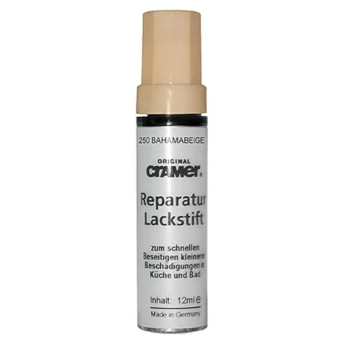 Reparatur-Lackstift Küche & Bad - Beige, 12 ml - Cramer Reparatur Lackstift 250 Bahamabeige zur Ausbesserung von kleinen Schäden in Küche und Bad, mit 12ml Inhalt, hergestellt in Deutschland.