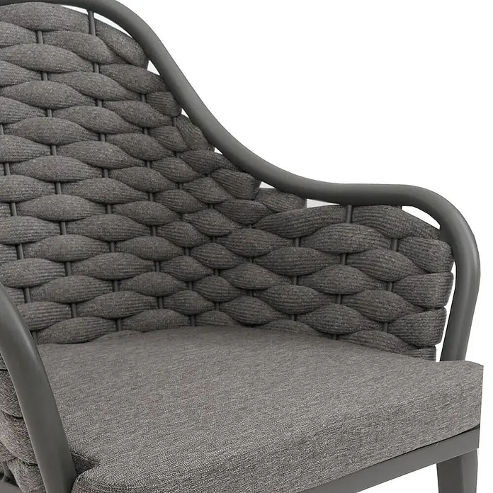 Proregal Gartenstuhl-Set 2er - 2 Stk., Anthrazit, B x T x H: 59 x 63 x 84 cm - Grauer Flechtstuhl mit Stoffbezug und Metallrahmen.