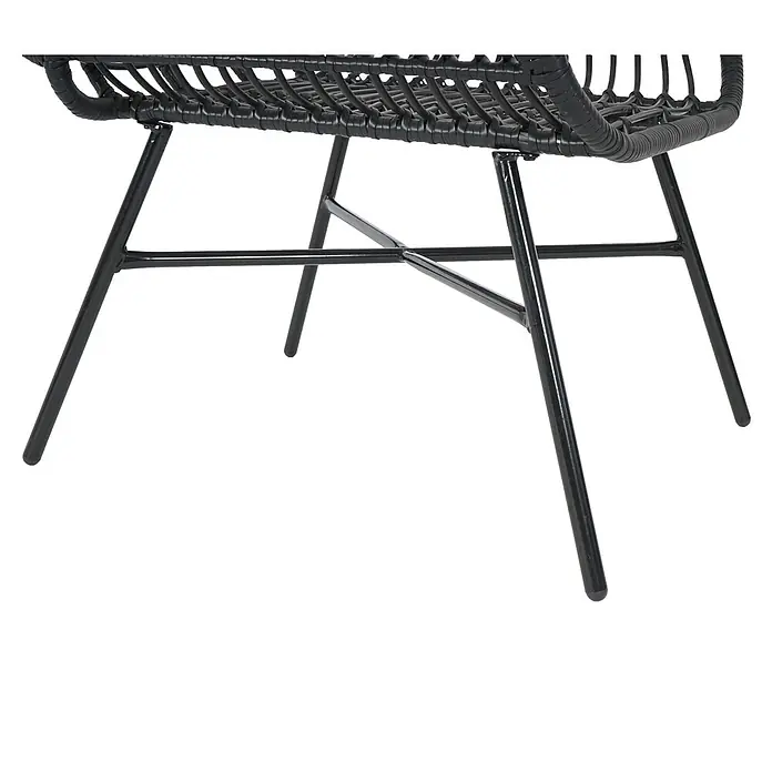 Proregal Gartenstuhl-Set Garnitur mit Tisch - Anthrazit, B x T x H: 68 x 70 x 103 cm - Schwarze Metallstuhlbeine mit einer geflochtenen schwarzen Sitzfläche.