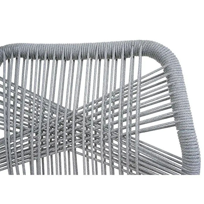 Proregal Garten-Barhocker 2er-Set - Hellgrau, B x T x H: 45 x 52 x 101 cm - Grau geflochtener Seilstuhl mit komplexem Muster.