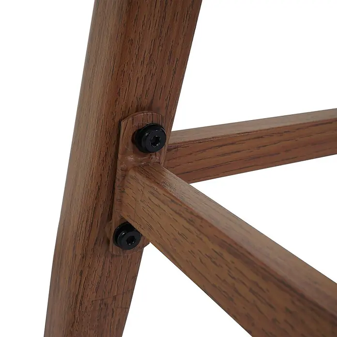 Proregal Garten-Barhocker 2er-Set - 2 Stk., Anthrazit - Braune Holzoptik-Möbelverbindung mit schwarzen Sechskantschrauben.
