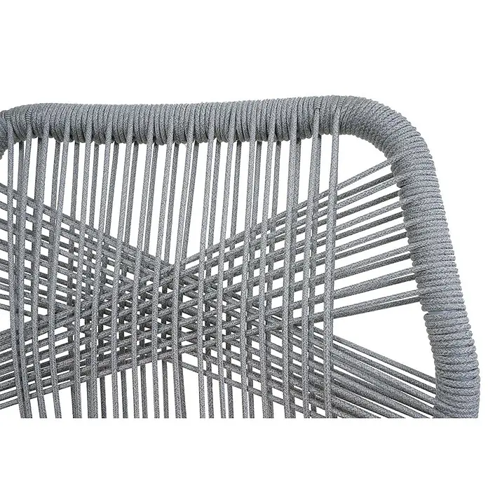 Proregal Garten-Barhocker 2er-Set - Hellgrau, B x T x H: 45 x 50 x 101 cm - Rückenlehne eines Stuhls mit grauem geflochtenem Seildesign.