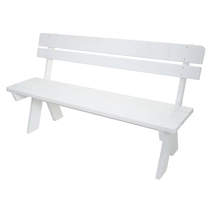 Proregal Gartenbank aus Holz - B x T x H: 148 x 54 x 86 cm, Weiß - Weiße Gartenbank aus Holz mit Rückenlehne.