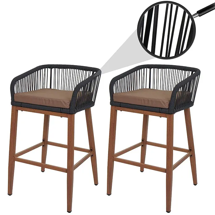 Proregal Garten-Barhocker 2er-Set - 2 Stk., Anthrazit