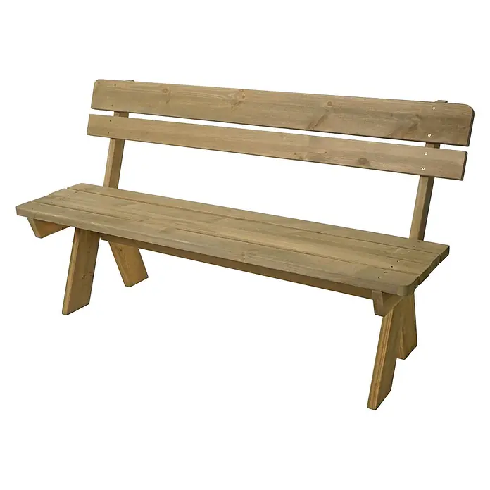 Proregal Gartenbank aus Holz - B x T x H: 148 x 54 x 86 cm, Natur - Hellbraune Holzgartenbank mit Lattenrostsitzfläche und Rückenlehne.